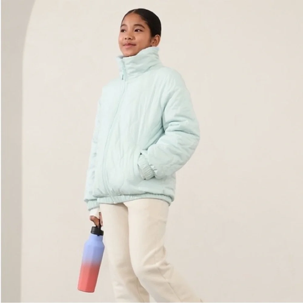 Athleta Girl Reversible Halycon Blue Warm + Fuzzy Jacket—6